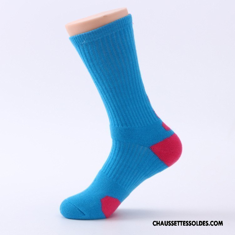 Chaussettes Longues Homme Coton Bio Haute Milieu Absorber La Sueur Cushioning Serviette Bleu