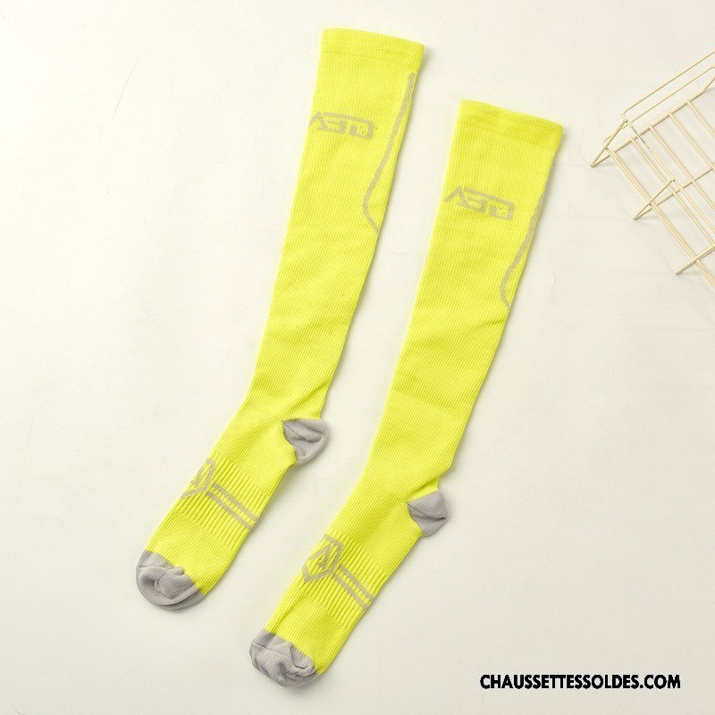 Chaussettes Longues Homme Mouvement Décompression Élasticité Réseau Jaune