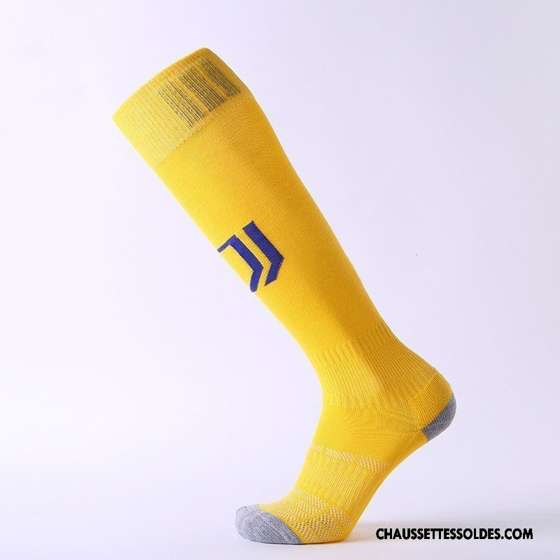 Chaussettes Longues Homme Serviette Antidérapant Absorber La Sueur Mouvement Long Stock Élastique Jaune
