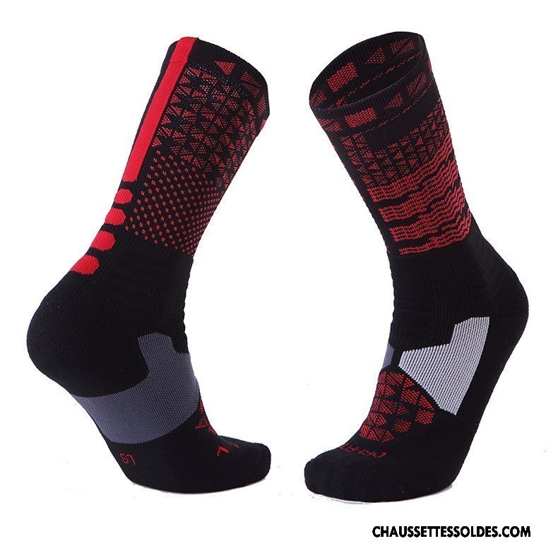 Chaussettes Longues Homme Serviette Renforcé Mouvement Basket Milieu Absorber La Sueur Bordeaux