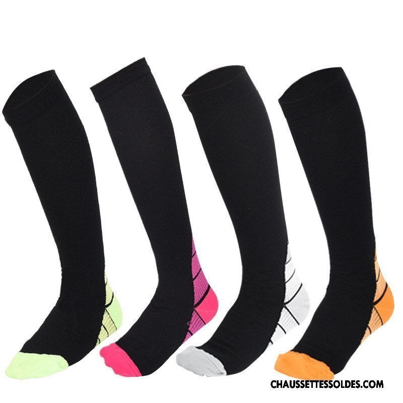 Chaussettes Longues Homme Élasticité Running Décompression Mouvement Absorber La Sueur Femme Noir