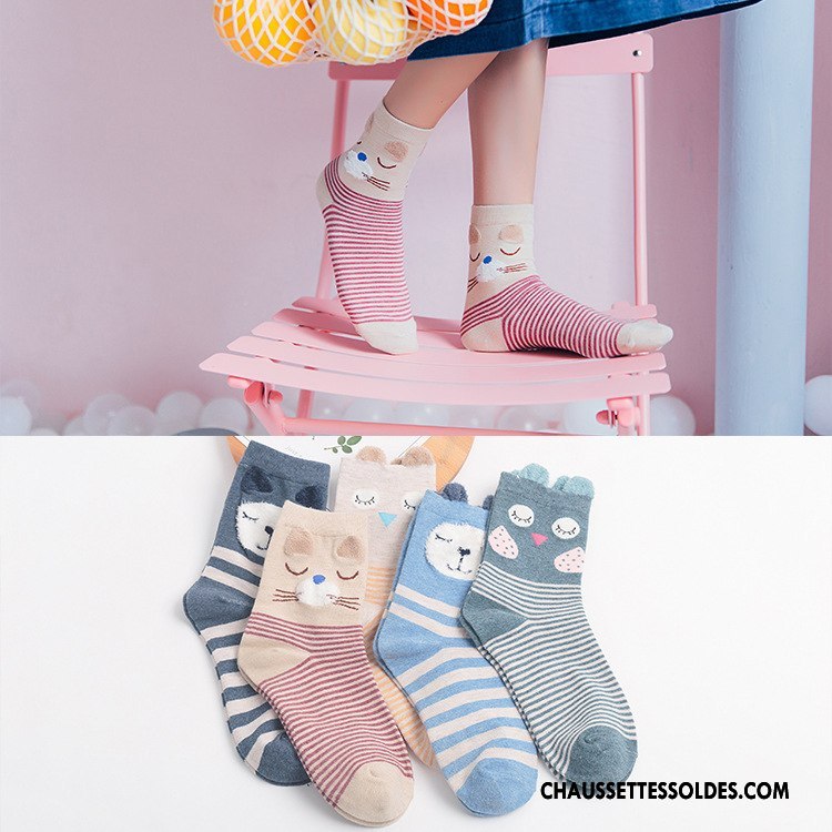 Chaussettes Mi Hautes Femme 100% Coton L'automne Hiver Dessin Animé Tendance Le Nouveau Rouge