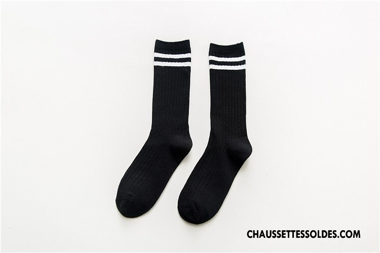 Chaussettes Mi Hautes Femme 100% Coton Milieu Nouvelles Arrivées Toutes Les Saisons Coton Bio Noir