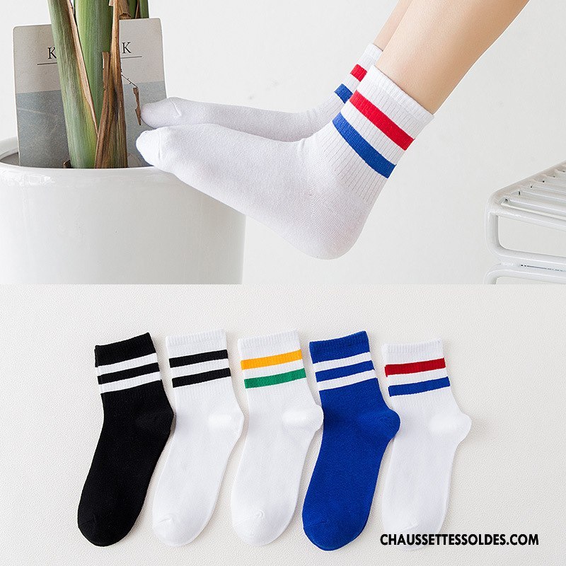 Chaussettes Mi Hautes Femme 100% Coton Mouvement Le Nouveau Hiver Milieu L'automne Blanc
