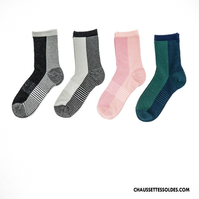 Chaussettes Mi Hautes Femme 100% Coton Style Chaud Hiver Matelassé L'automne Chaussettes En Coton Vert