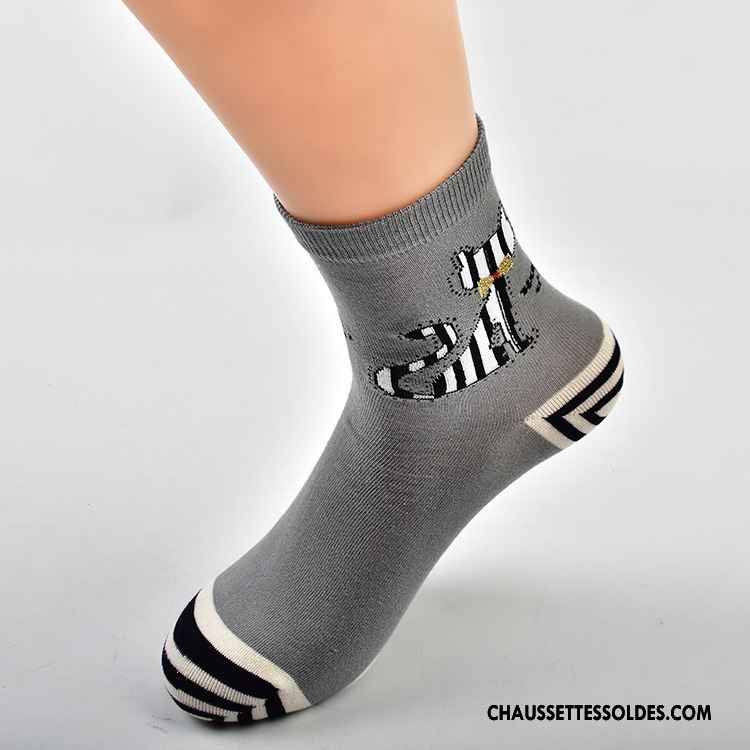 Chaussettes Mi Hautes Femme Animal Milieu Mode Modèle Tous Les Assortis Le Nouveau Gris