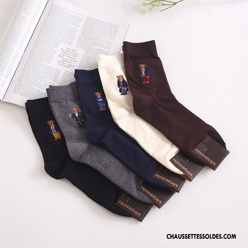 Chaussettes Mi Hautes Femme Britanique Coton Bio Hiver Campus Ours Importer Marron / Brun