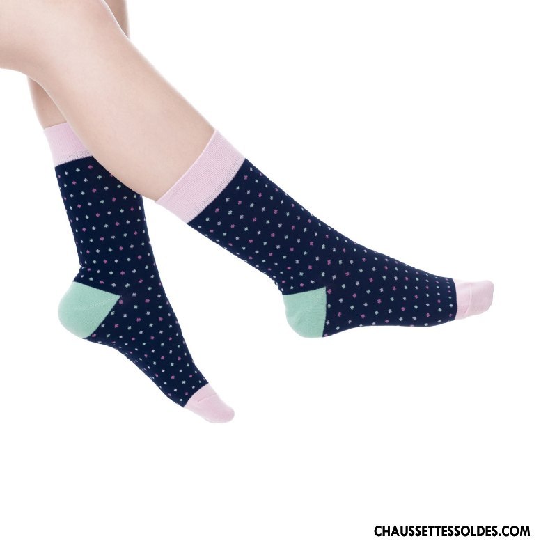 Chaussettes Mi Hautes Femme Britanique L'automne 100% Coton Hiver Lovers Le Nouveau Bleu