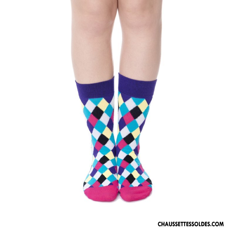 Chaussettes Mi Hautes Femme Britanique Le Nouveau Homme L'automne Lovers 100% Coton Bleu Marin