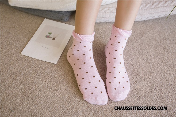 Chaussettes Mi Hautes Femme Bulle Le Nouveau Milieu Points Petit Chaussettes En Coton Rose