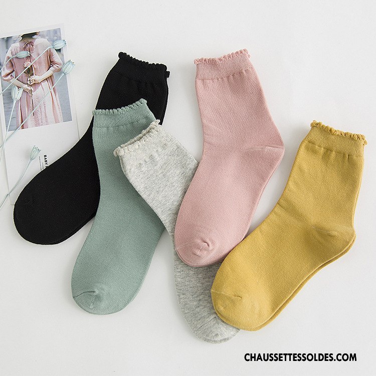 Chaussettes Mi Hautes Femme Bulle Milieu Chaussette Longue Casual L'automne Nouvelles Arrivées Pure Rose