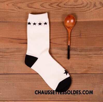 Chaussettes Mi Hautes Femme Campus Vent Coton Bio Étoile Homme Milieu Nouvelles Arrivées Blanc Noir