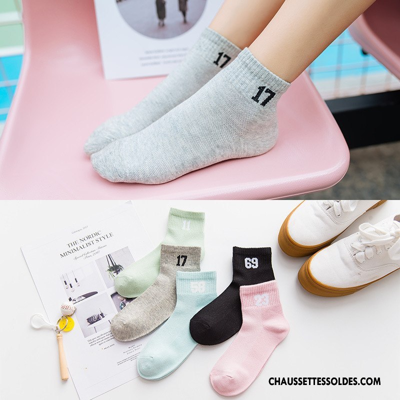 Chaussettes Mi Hautes Femme Casual Chaussettes En Coton Milieu Numérique Le Nouveau Hiver Couleurs De Bonbons Gris