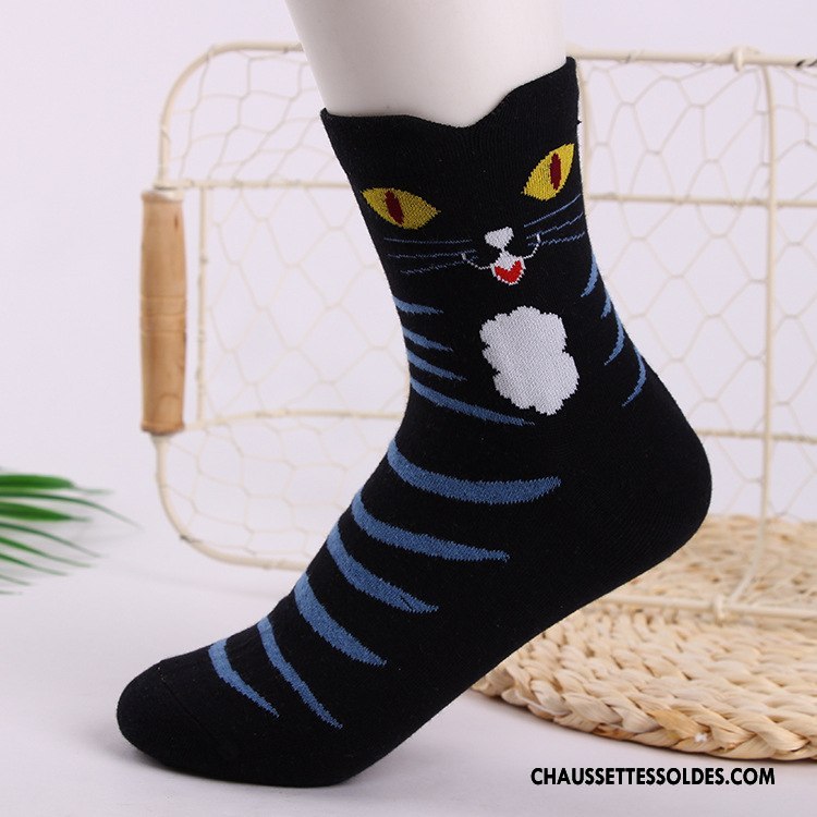 Chaussettes Mi Hautes Femme Casual Dessin Animé Hiver Gros 100% Coton L'automne Jaune