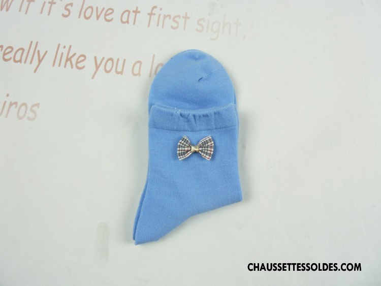 Chaussettes Mi Hautes Femme Casual Hiver Papillon Respirant Chaussettes En Coton Le Nouveau Bleu