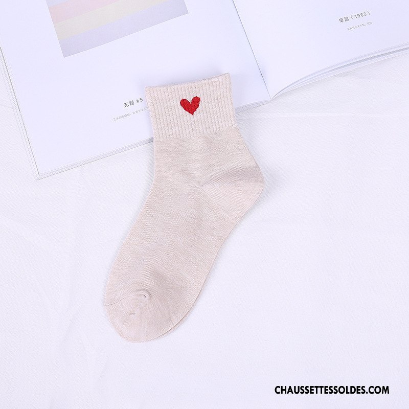 Chaussettes Mi Hautes Femme Casual Printemps Nouvelles Arrivées Vent D'université Milieu Amour Rose