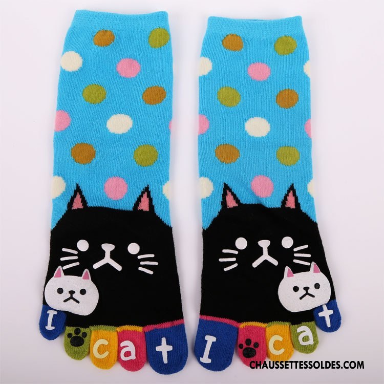 Chaussettes Mi Hautes Femme Charmant Matelassé L'automne Petit Dessin Animé Milieu Bleu