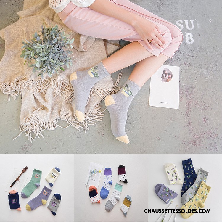 Chaussettes Mi Hautes Femme Chaussette Courte Plaine Milieu Personnalité Chaussettes En Coton Le Nouveau Gris