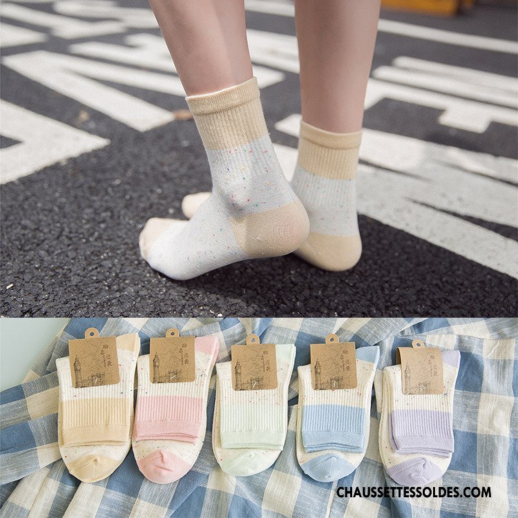 Chaussettes Mi Hautes Femme Chaussette Longue Nouvelles Arrivées Milieu 100% Coton L'automne Beige Blanc