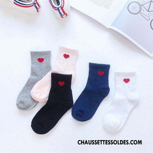 Chaussettes Mi Hautes Femme Chaussettes En Coton Chaussette Courte Le Nouveau Dame Cœur Amour Rouge Rose