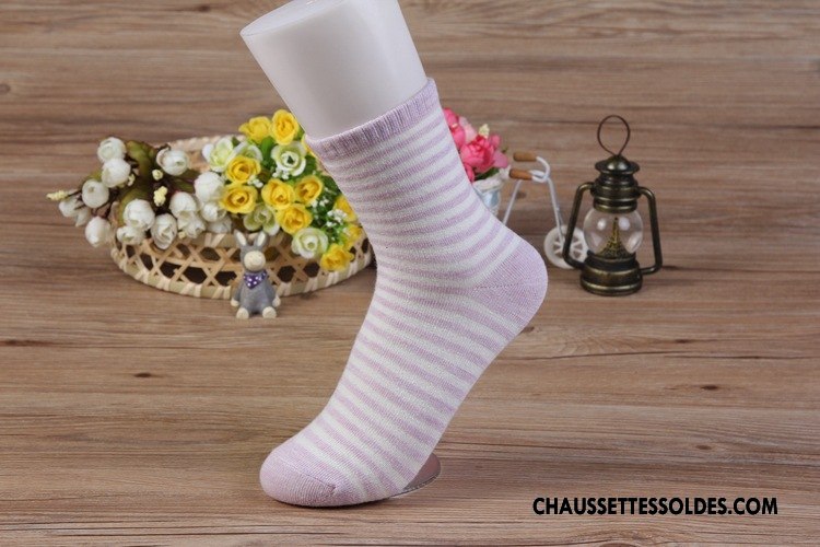 Chaussettes Mi Hautes Femme Chaussettes En Coton Milieu Casual Couleur Matelassé Violet