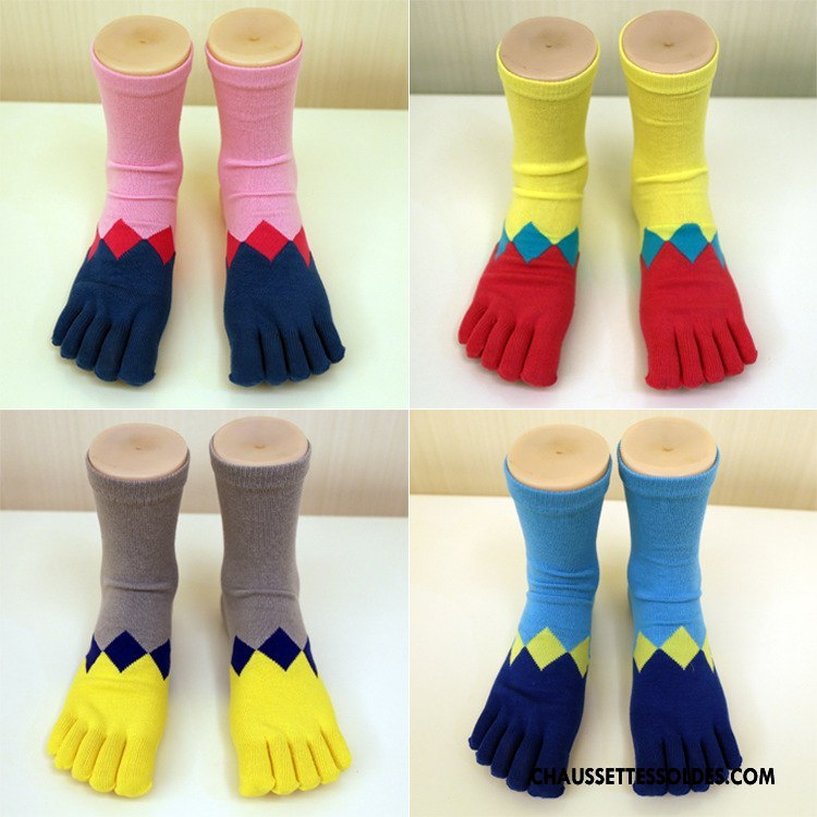 Chaussettes Mi Hautes Femme Cinq Doigts L'automne Losange Hiver Milieu Dame Coloré