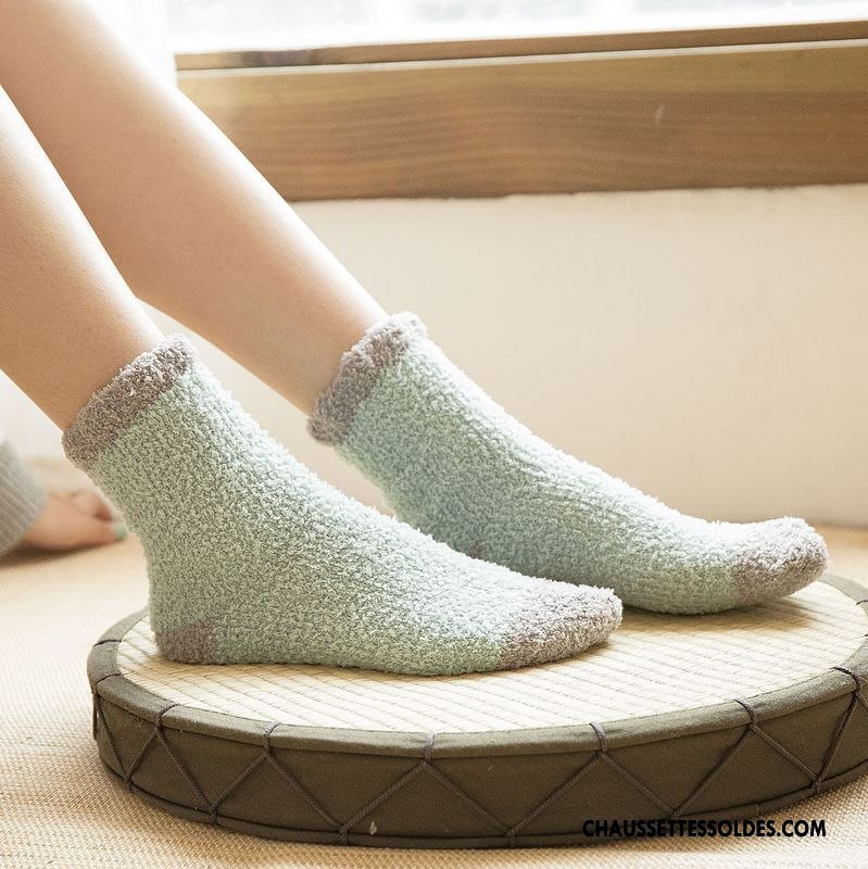 Chaussettes Mi Hautes Femme Confortable Flambage Dame Le Nouveau Milieu Hiver Vert