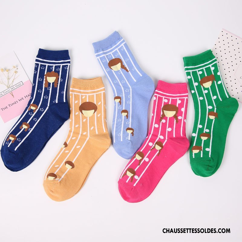 Chaussettes Mi Hautes Femme Coton Bio Nouvelles Arrivées Personnalité Fille Dame Tendance Vert
