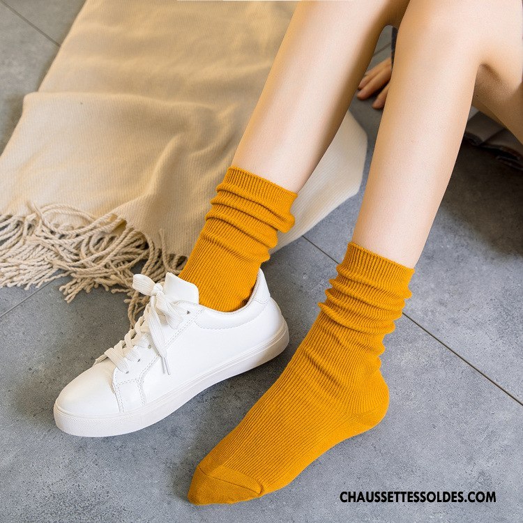Chaussettes Mi Hautes Femme Coton Le Nouveau Milieu L'automne Hiver Chaussettes En Coton Or