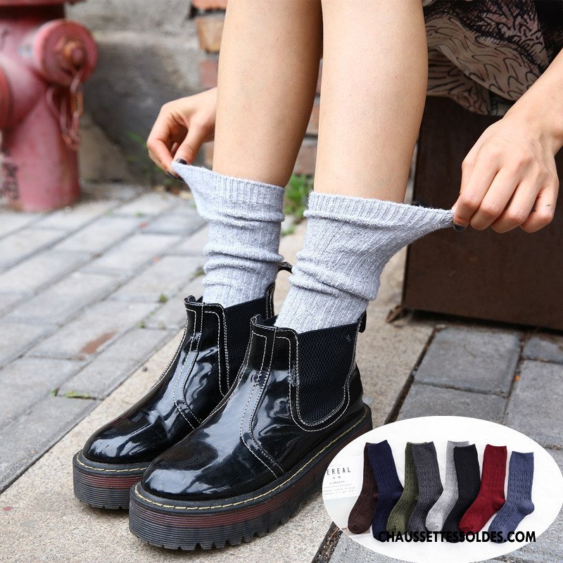Chaussettes Mi Hautes Femme Couleur Lovers Style Milieu L'automne Homme Pure Gris