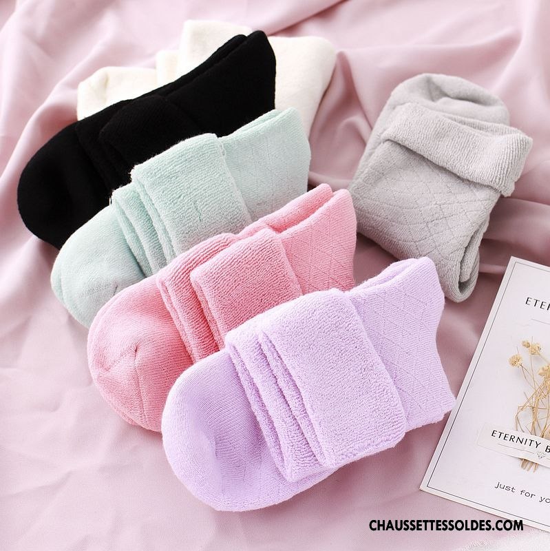 Chaussettes Mi Hautes Femme Dame Bouche Libre Hiver Enceintes Terry Coton Violet