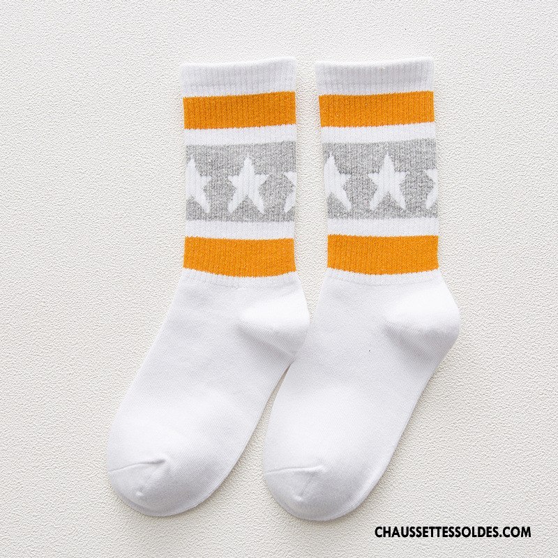 Chaussettes Mi Hautes Femme Dame Casual Vent D'université Hiver Mouvement Chaussettes En Coton Blanc