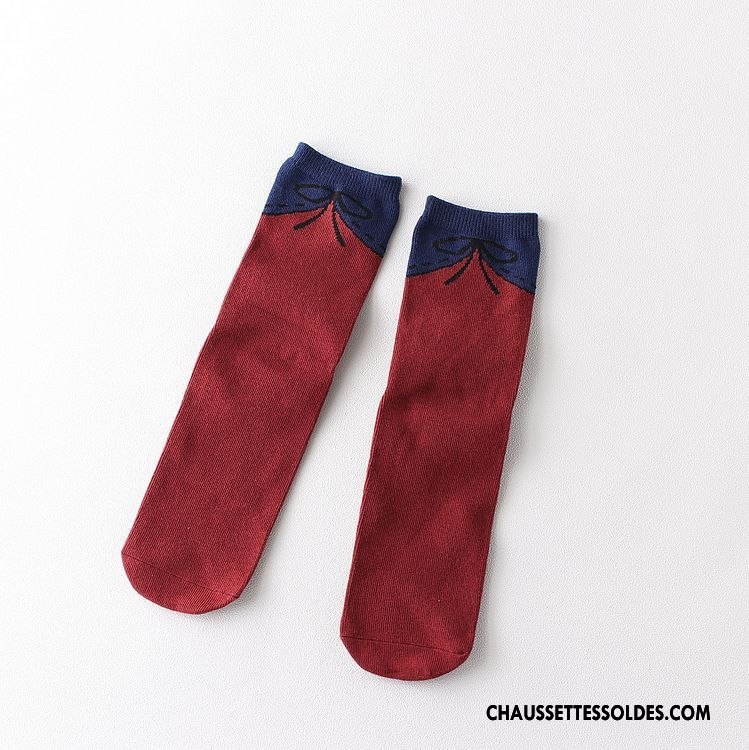 Chaussettes Mi Hautes Femme Dame Charmant Chaussettes En Coton Dessin Animé Le Nouveau Bordeaux