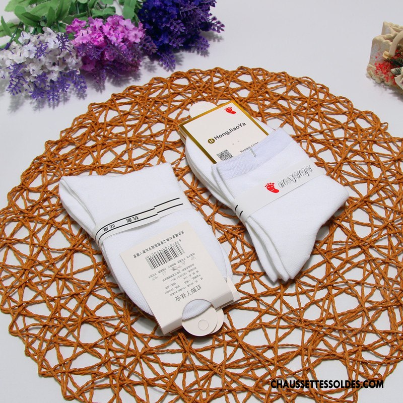 Chaussettes Mi Hautes Femme Dame Thermiques Mouvement Chaussettes En Coton Absorber La Sueur L'automne Pure Blanc