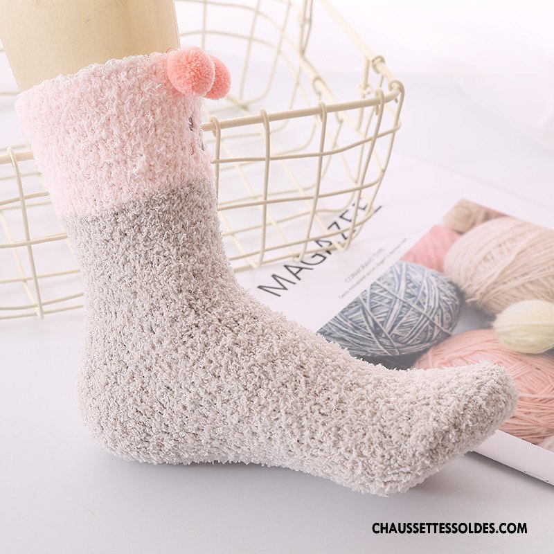 Chaussettes Mi Hautes Femme Hiver Adulte Ours Milieu Charmant Renforcé Gris