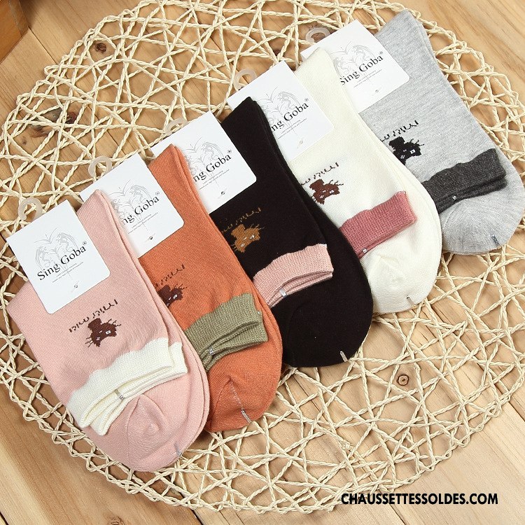 Chaussettes Mi Hautes Femme Hiver Charmant Dessin Animé L'automne Coton Bio Chat Noir