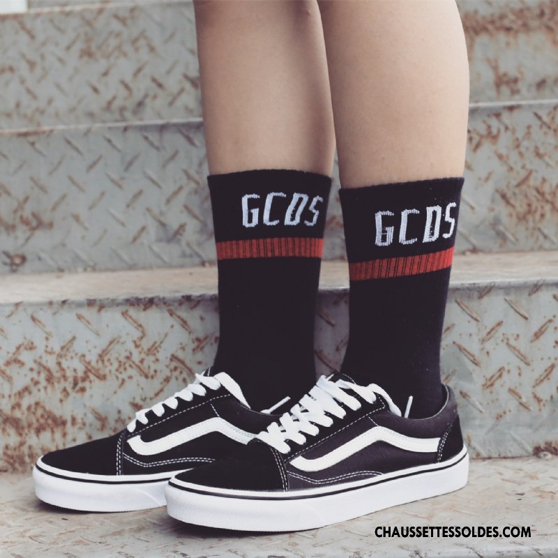 Chaussettes Mi Hautes Femme Hiver Milieu Homme L'automne Chaussettes En Coton Mouvement Noir
