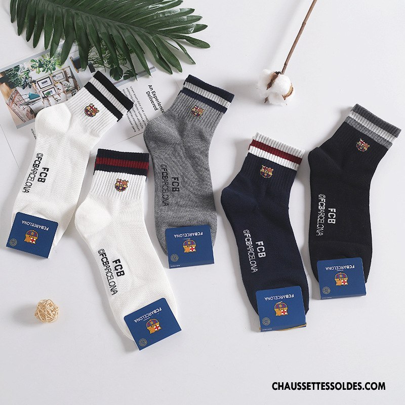 Chaussettes Mi Hautes Femme Homme Long Stock Rayé Importer Blanc