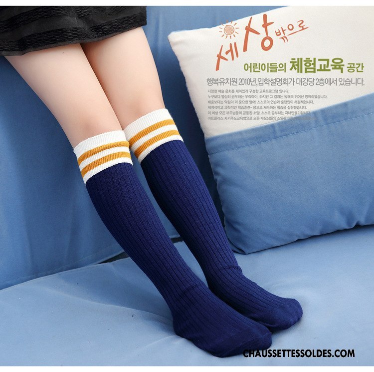 Chaussettes Mi Hautes Femme Jambe Droite Hiver Nouvelles Arrivées Lovers Homme Rayé Bleu Marin
