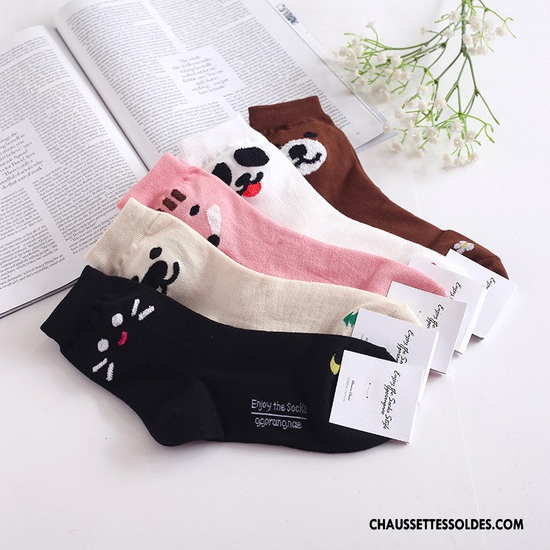 Chaussettes Mi Hautes Femme L'automne Animal Coton Bio Le Nouveau Beige Long Stock Blanc