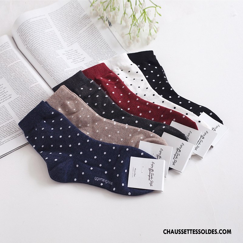 Chaussettes Mi Hautes Femme L'automne Confortable 100% Coton Long Stock Point D'onde Casual Marron / Brun