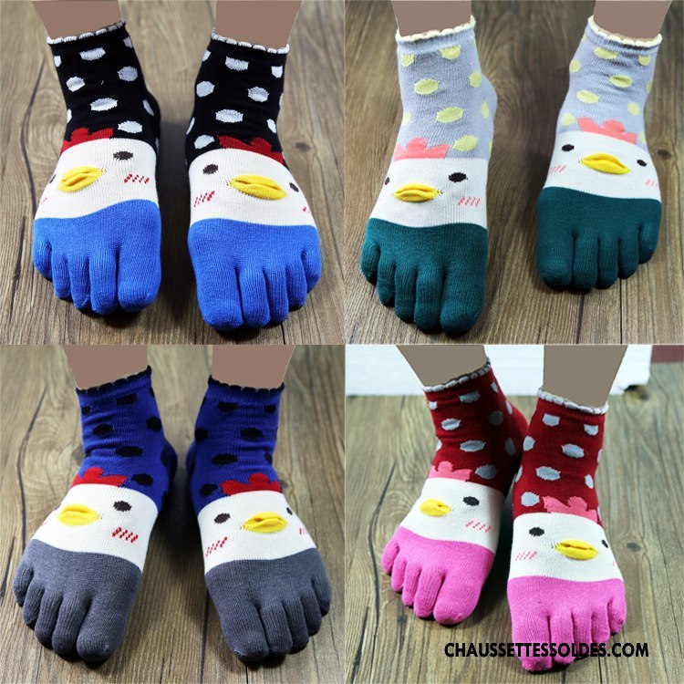 Chaussettes Mi Hautes Femme L'automne Tendance Cinq Doigts Charmant Court Hiver Bleu