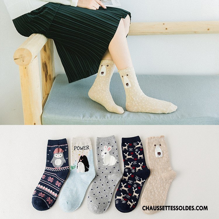 Chaussettes Mi Hautes Femme Le Nouveau Chaussettes En Coton Dimensionnel Hiver Charmant L'automne