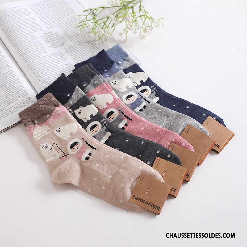 Chaussettes Mi Hautes Femme Long Stock Kaki Importer Coton Bio Hiver Casual