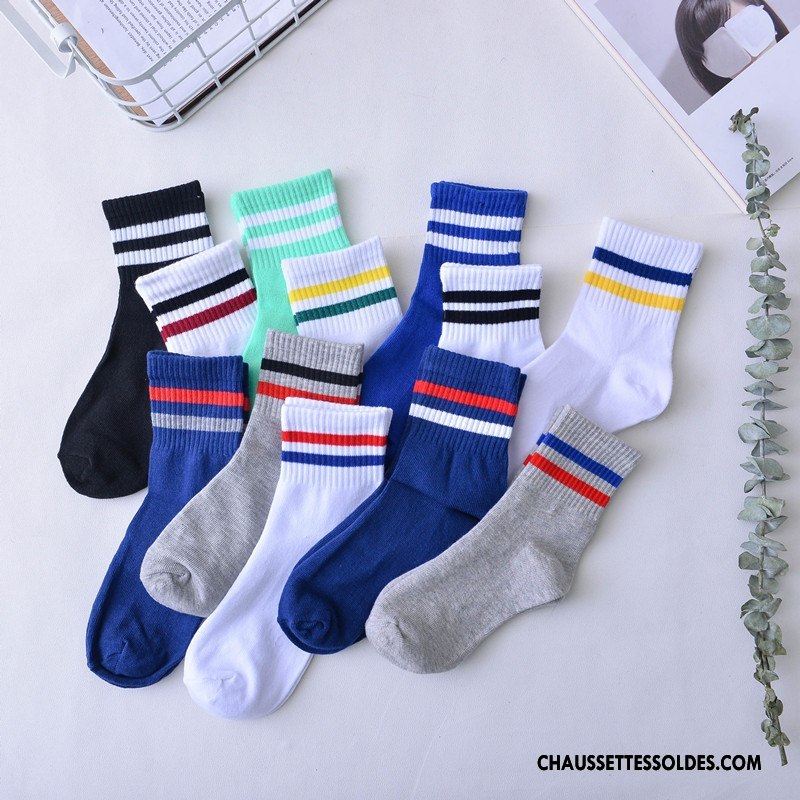 Chaussettes Mi Hautes Femme Lovers Homme Style Chaud Mouvement Courte 100% Coton Bleu