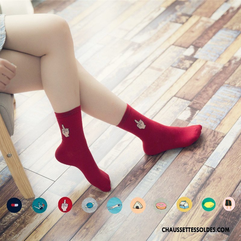 Chaussettes Mi Hautes Femme Marque Hiver L'automne Coton Bio Milieu 100% Coton Bordeaux
