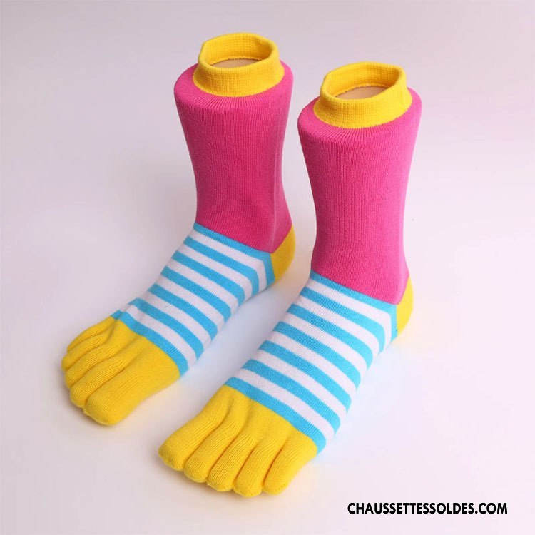 Chaussettes Mi Hautes Femme Matelassé Milieu L'automne Hiver Cinq Doigts Dame Rose
