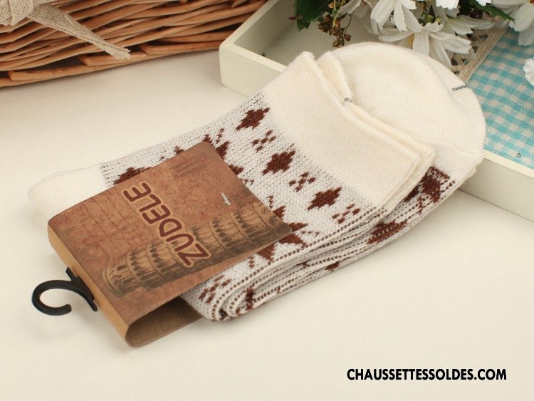 Chaussettes Mi Hautes Femme Milieu Beige Le Nouveau Chaussettes En Coton Style National Blanc