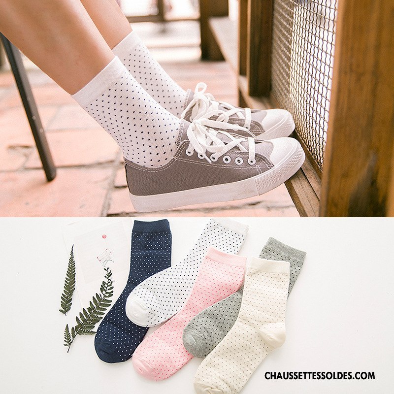 Chaussettes Mi Hautes Femme Milieu Hiver L'automne Nouvelles Arrivées Chaussettes En Coton Tous Les Assortis Blanc