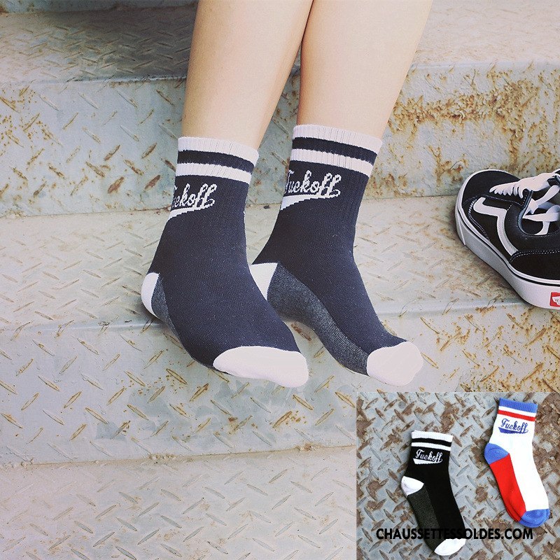 Chaussettes Mi Hautes Femme Milieu Lovers Base-ball Homme Marque De Tendance Lettre Bleu